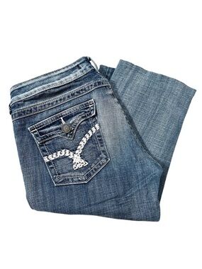 Vigoss Blue Jean Capri with White Contrast Stitching Size 5
